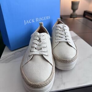 Jack Rogers Mia Platform Sneakers Mia White/ Gold Size 10 M $119